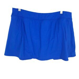 Lands' End Swim Skort Skirt over Briefs Solid Blue Plus Size Curvy Modest 18W